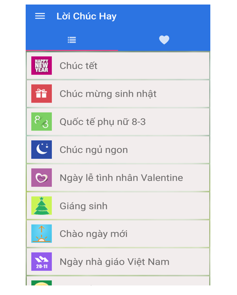 Giao diện ứng dụng: "Lời chúc hay" của Nguyễn trọng Công - sinh viên Cao đẳng thực hành FPT Mạng cá cược bóng đá
 Đà Nẵng.